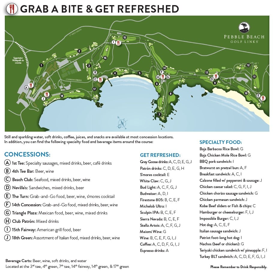 Map of concessions at the 2020 AT&T Pebble Beach Pro-Am