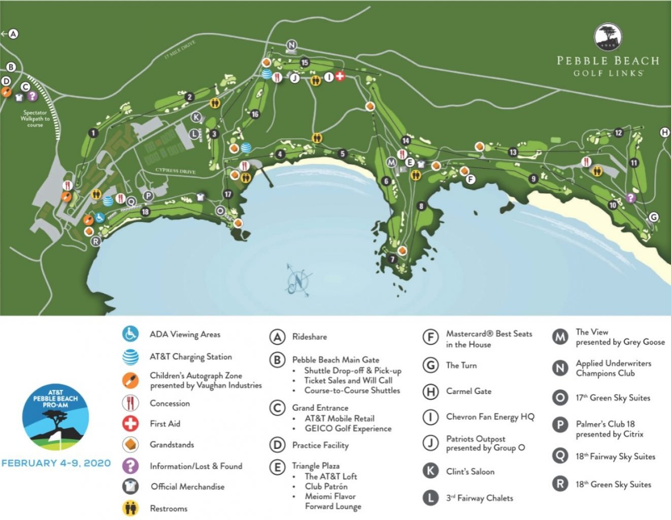 Map of Pebble Beach Golf Links AT&T Event