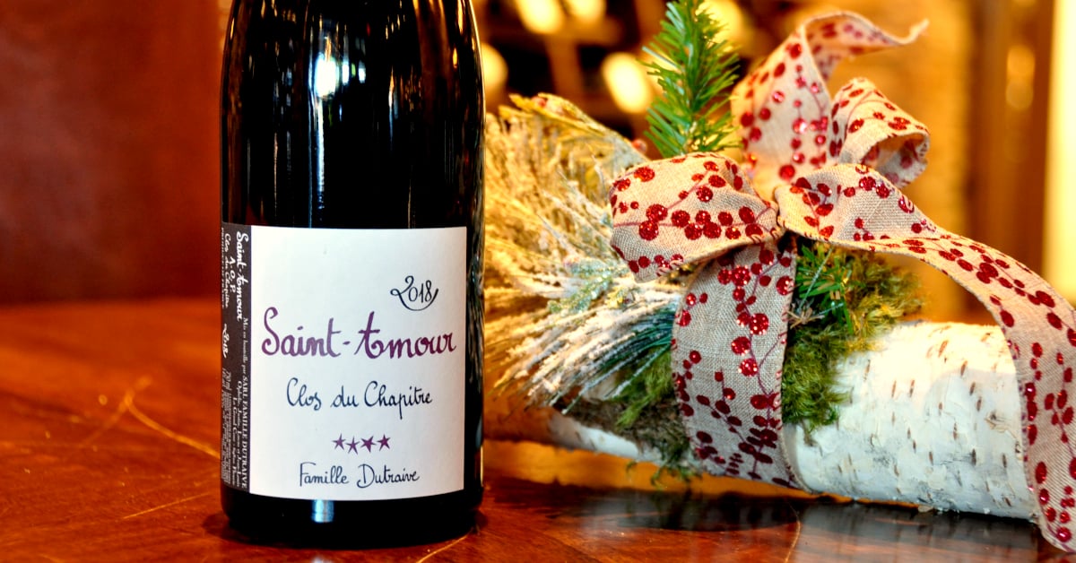 Wine bottle with festive holiday accents