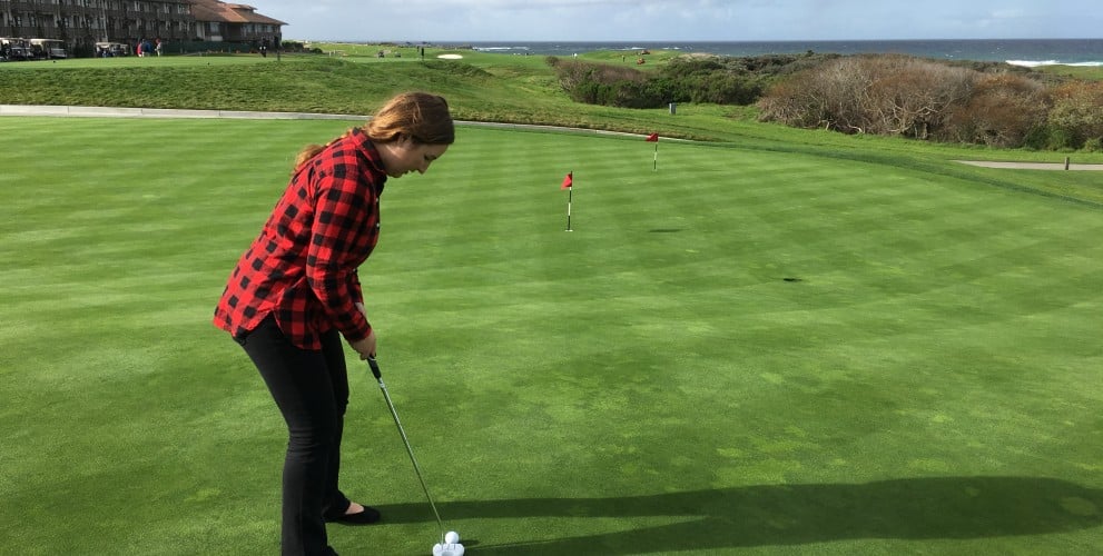 Golfer getting ready to play