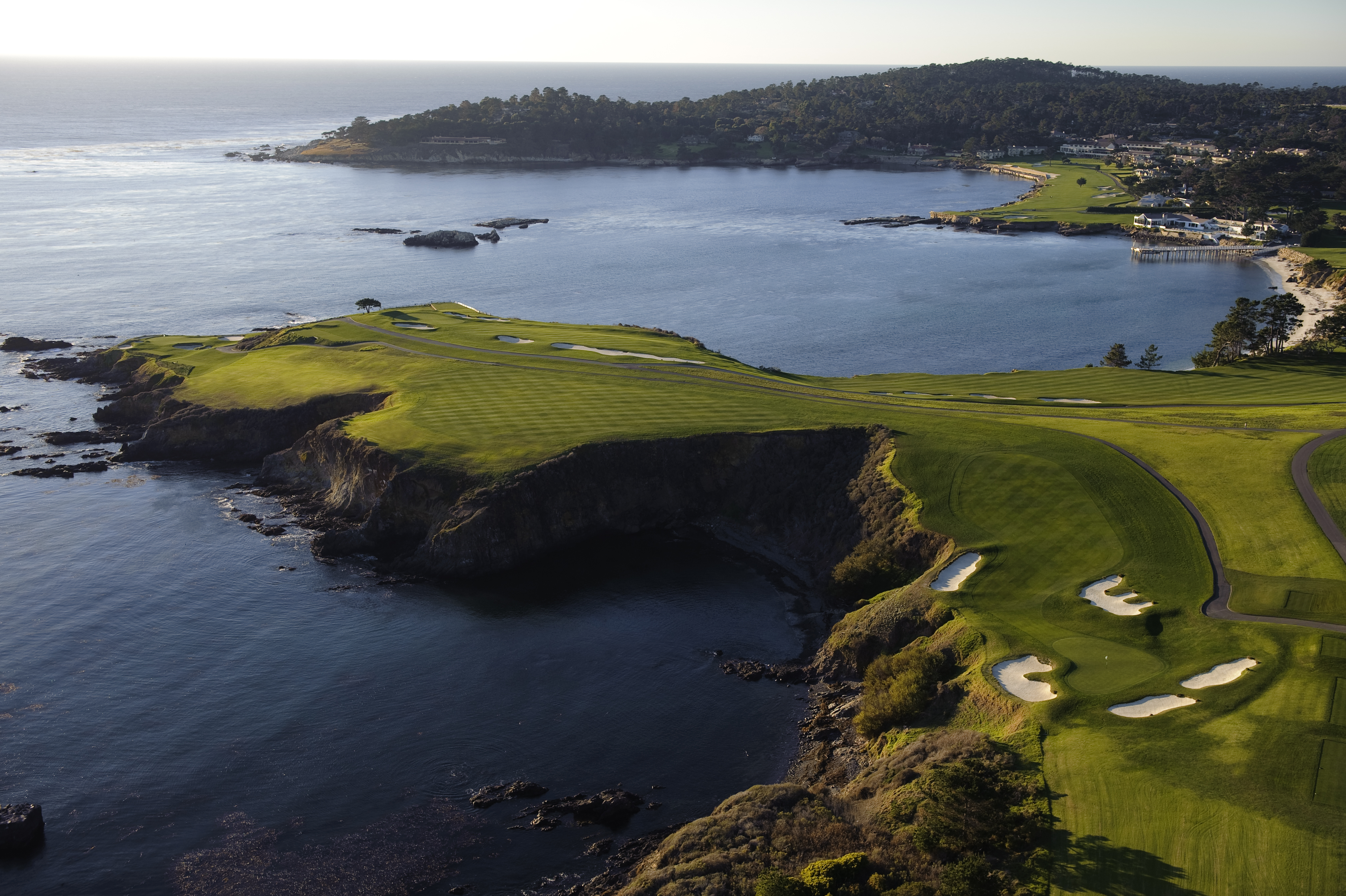 Aerial of eighth hole at Pebble Beach