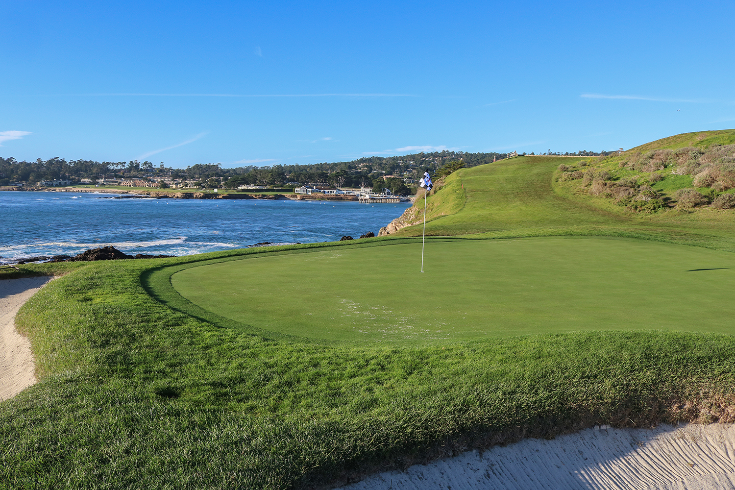 7th hole at pebble beach looking up to green