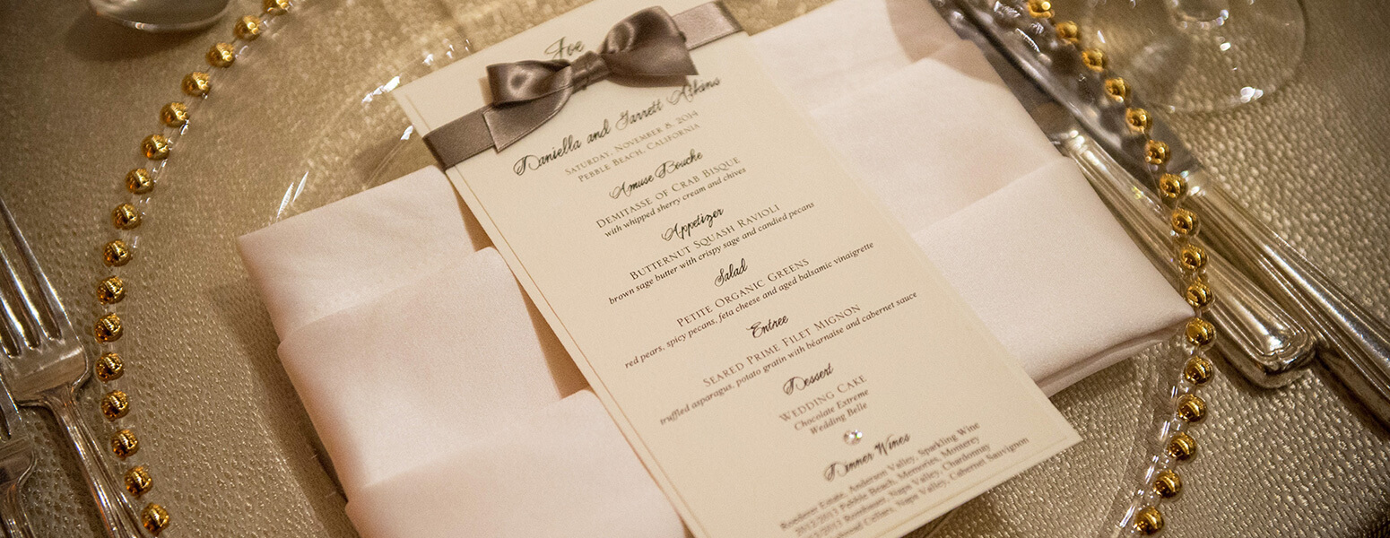 wedding menu on plate