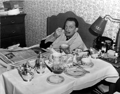 Salvador Dali in bed