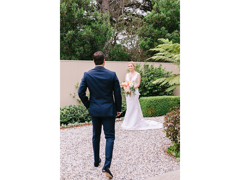 Bride and groom first look