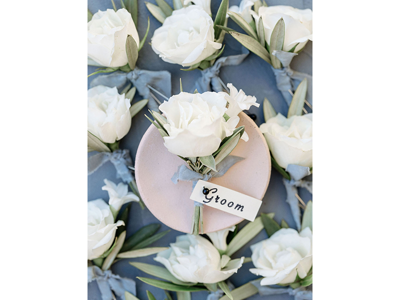 White boutonniere close up