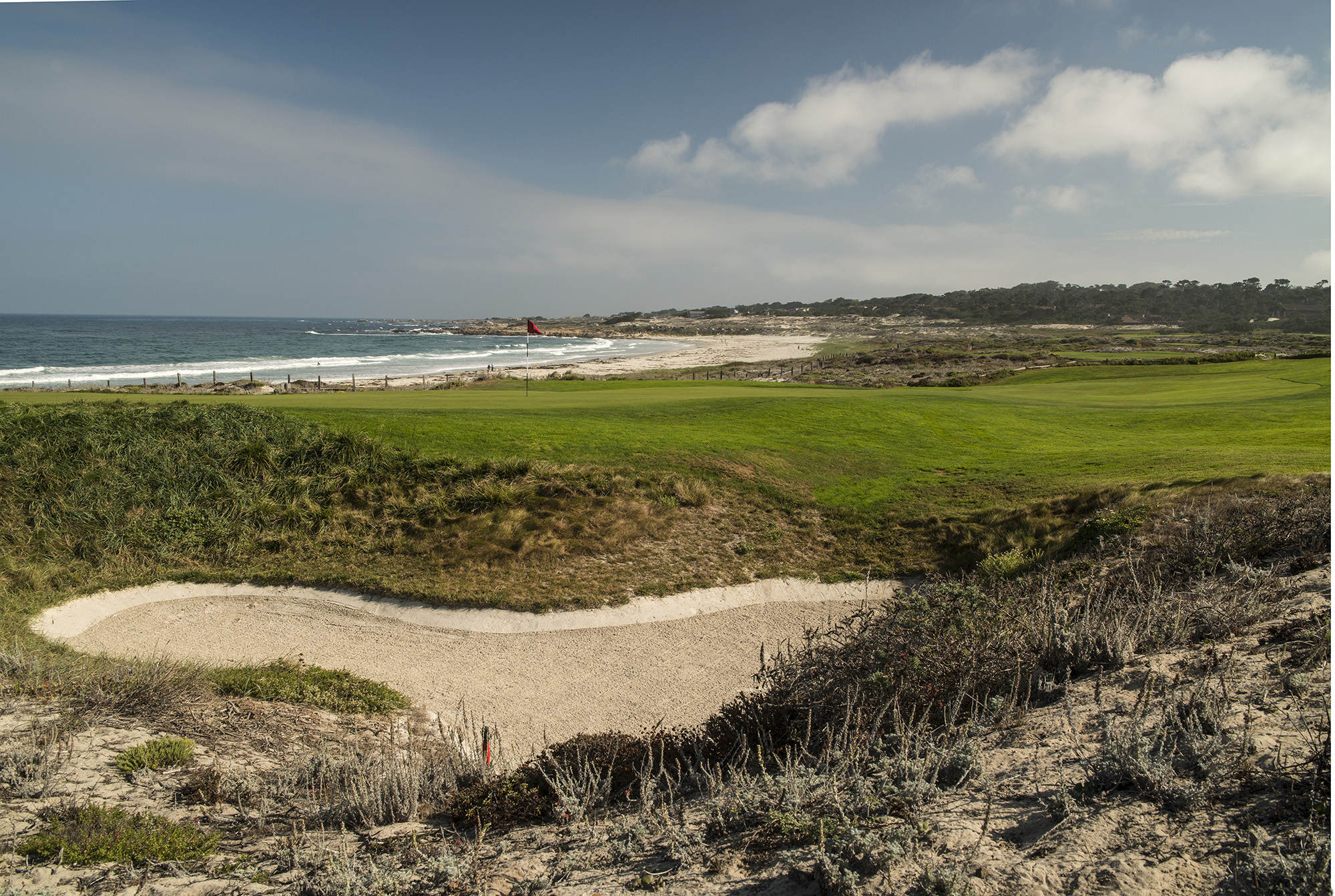 Looking toward the beach from beyond the 17th green at The Links at Spanish Bay