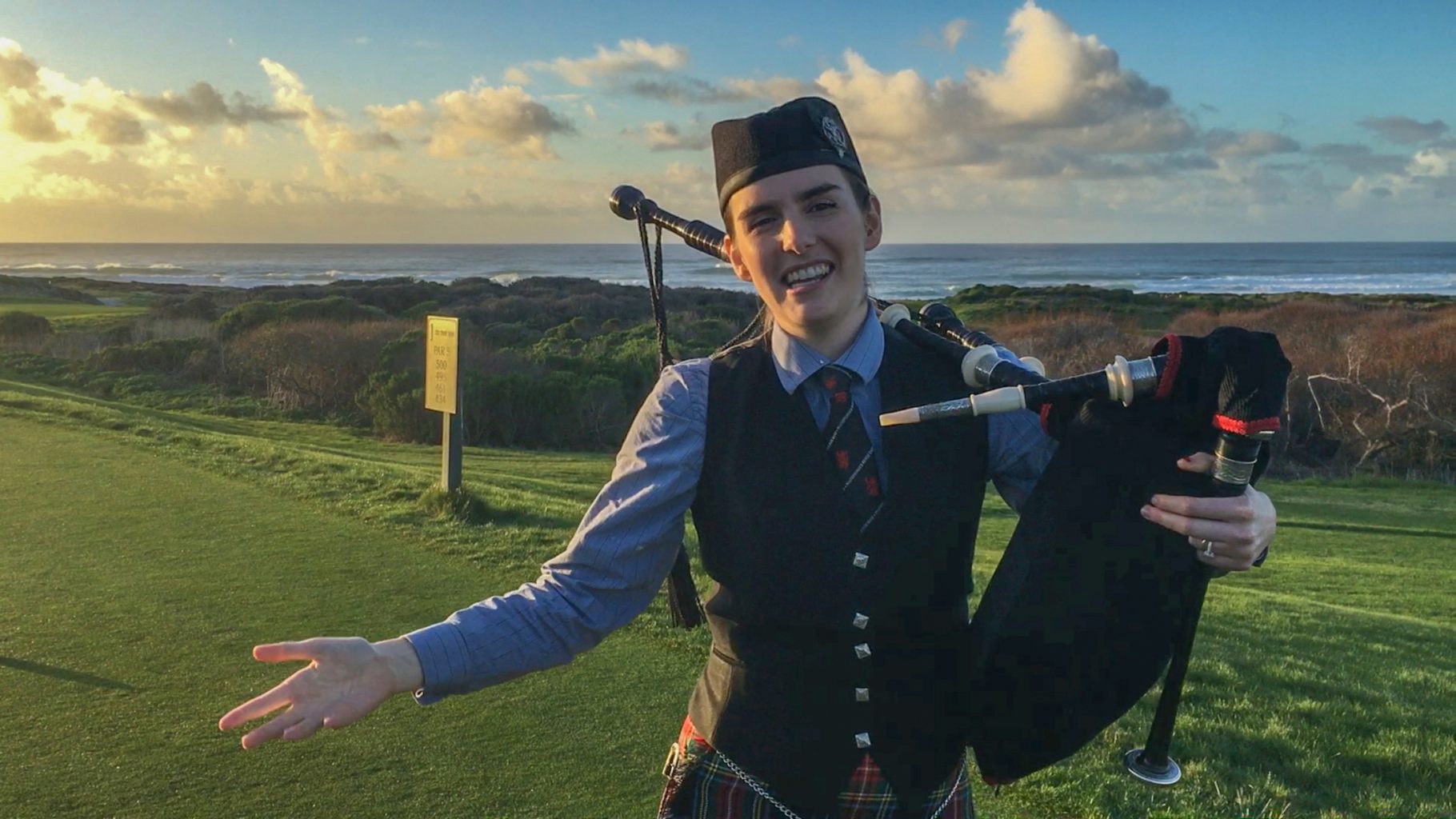 A Q&A with Spanish Bay Bagpiper Lane Olson